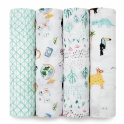 Cotton Muslin Swaddles - 4 Pack