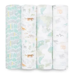 Cotton Muslin Swaddles - 4 Pack