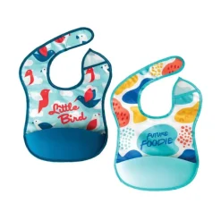 Mess-proof Silicone Pocket Bibs - 2 Pack