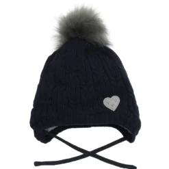 Pom Pom Heart Hat