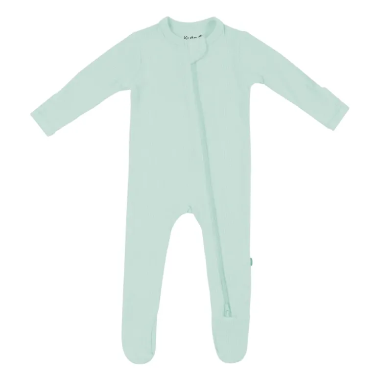 Ribbed Bamboo Zipper Footie