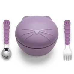 Silicone Animal Bowl with Lid and Utensils